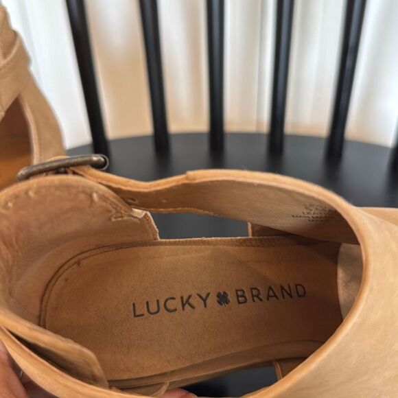 Lucky Brand Barimo heeled leather peep toe shoes size 5.5 - Picture 8 of 10
